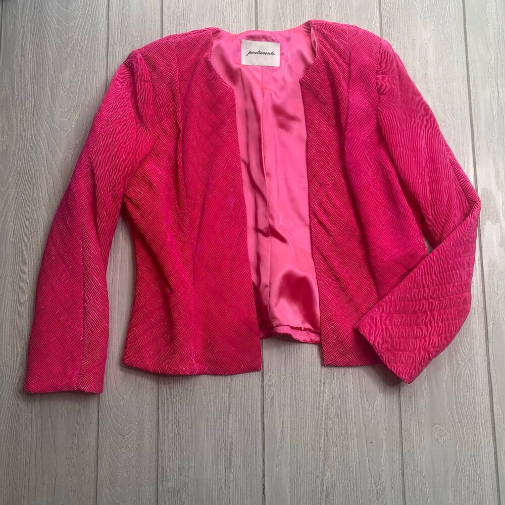 Pentimento Vintage Barbie Barbiecore Hot Pink Textured Blazer Size 16